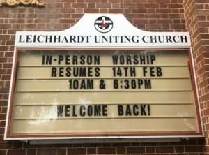 “Welcome back”: Leichhardt resumes in-person worship